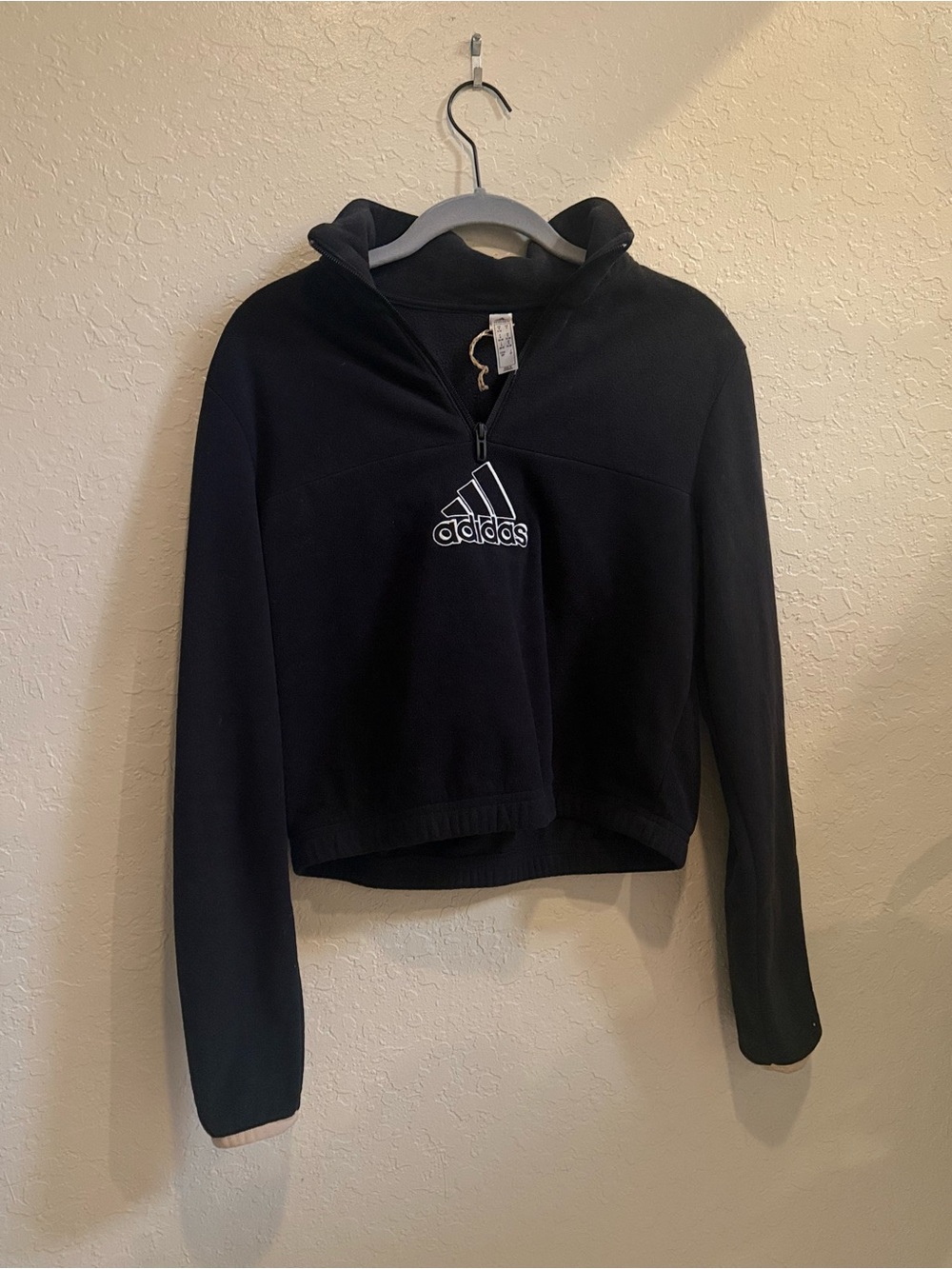 adidas Black Half-Zip Cropped Utility Jacket